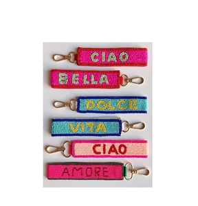 Porte-clés tissés perlés colorés avec motif animal, mousqueton rectangulaire, en nylon durable, faits à la main, style classique - Product Image 5