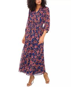 Maxi abito da donna con maniche a sbuffo e collo stampato | Vince Camuto - Product Image 1