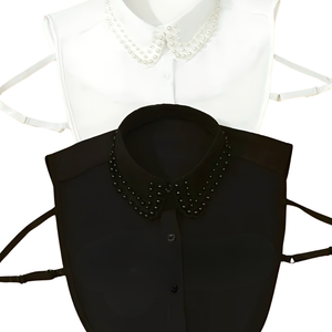 White Black Pearl Collar Detachable Women Faux Shirt Collar Necklace Blouse Accessory Elegant Stylish Fit - Product Image 2