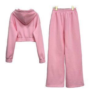 Logo personnalisé fermeture éclair complète vêtements de sport pour femmes ensemble de jogging fermeture éclair crop top ensemble de sweat à capuche femmes 2 pièces Fitness joggers ensemble de vêtements - Product Image 6