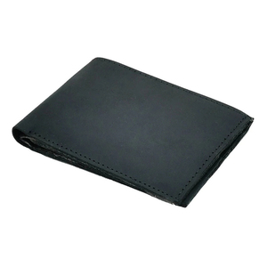 <b>Men's</b> Genuine Leather Slim <b>Wallet</b> With Striped Lining Fold Closure Card Holder Short Length Minimalist Design - Product Image 1