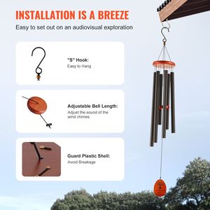Carillon a Vento Profondo da 41 Pollici con 6 Tubi, Grande Carillon Commemorativo Unico per Case, Alta Densità, Regalo Anniversario Sorprendente - Product Image 6