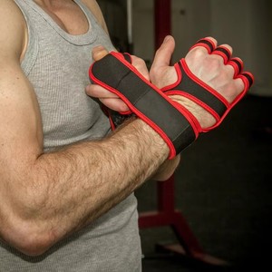 Gants de fitness demi-doigts en néoprène noir avec sangle de poignet réglable pour musculation et entraînement en salle de sport unisexe - Product Image 3