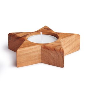Portavelas de Madera en Forma de Estrella, Soporte para Velas de Madera Natural, Decoración para el Hogar, Centro de Mesa - Product Image 1