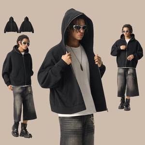 Sudadera con capucha de alta calidad 2026 con cremallera completa, 350 g/m² de algodón polar, oversize para hombre, con cremallera y corte holgado - Product Image 3