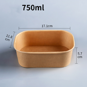 Envase de Comida Desechable Biodegradable, Caja para Llevar, Tazón de Papel Kraft para Restaurante, Relieve Evanescente, Brillante/Mate - Product Image 5