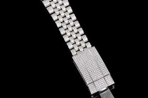 Montre de luxe pour femme, boîtier tonneau, diamants, bracelet en acier inoxydable, affichage analogique de la date, verre saphir, mouvement à quartz, 34 mm - Product Image 6