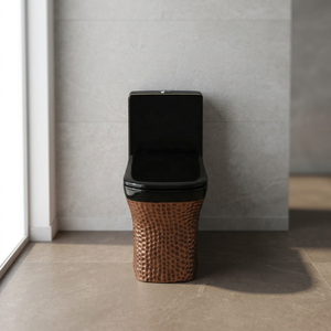 WC monobloc Vistaar Designer à chasse d'eau siphonique en céramique, à double chasse, à poser au sol, pour salle de bain et lavabo de luxe modernes - Product Image 4