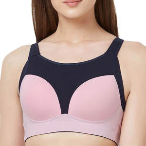 สปอร์ตบราสายไขว้สีม่วงสำหรับผู้หญิง สีทึบ สไตล์เรียบง่าย - Product Image 4