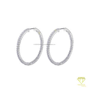 Boucles d'oreilles créoles classiques en moissanite, argent sterling 925 plaqué or, bijoux luxueux et étincelants pour femmes - Product Image 3