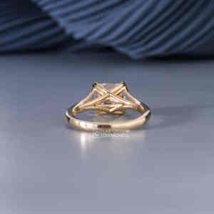 Luxury S925 <b>Silver</b> Princess Cut Moissanite <b>Solitaire</b> <b>Ring</b> for Women 3.04 CT VS EF Quality 3 Carat Square Yellow Gold Jewelry - Product Image 6