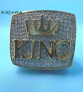 Bague Couronne de Roi pour Homme en Argent 925 Plaqué Or Jaune avec Diamant de Laboratoire, Style Hip-Hop, Usage Quotidien - Product Image 2