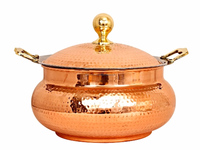 Plat à hacher en cuivre finition cuivre, pour la soupière de la soupière avec couvercle pour Buffet au brun foncé, Look naturel Antique port 100% pur