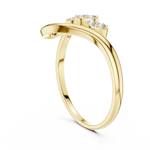 Anillo minimalista avant-garde con diamante de corte redondo para mujer, banda a juego de oro macizo de 14k, ideal para regalo, compromiso, aniversario, boda. - Product Image 4