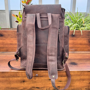 Mochila para ordenador portátil de cuero de grano completo Vintage personalizada para hombre, mochila escolar, mochila de viaje para acampar, mochilas de cuero para hombre - Product Image 5