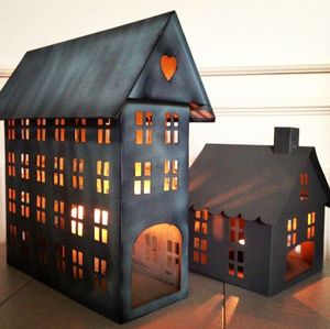 โคมไฟรูปทรงบ้านสีดำสไตล์ดั้งเดิม งานฝีมือตกแต่งคริสต์มาส - Product Image 5