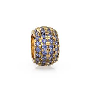 Rondelles de Tanzanite bleue en or massif italien 14K, Charme rond, Tanzanite, Charme d'appoint, Tanzanite sertie pavé, Décembre - Product Image 1