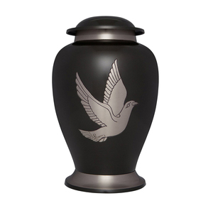 Urna Funeraria de Metal Plateada con Grabado Clásico Negro, para Cenizas de Adultos, Estilo Americano/Europeo - Product Image 3