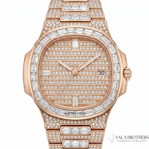 Montre Patak Philippe pour femme en or rose avec diamants, 39 mm, cadran rond, mécanique analogique, fermoir déployant, bracelet de luxe - Product Image 1