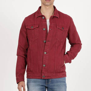 Veste en jean rouge personnalisée style camionneur, vente en gros, poches à rabat sur la poitrine, fermetures à boutons, col ouvert, tenue de travail décontractée, OEM, approvisionnement en vrac aux États-Unis - Product Image 3