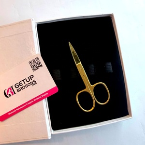 Ciseaux de beauté professionnels Getup Brosons Gold, en acier inoxydable, lame droite, pour sourcils, pour droitiers - Product Image 2