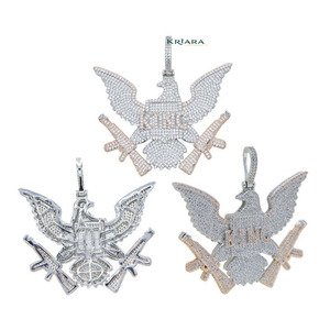 Colgante de águila chapado en oro de plata 925 con piedras de moissanita, amuleto hiphop para hombre, uso diario - Product Image 2