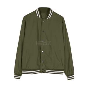 Vestes universitaires classiques en côtelé léger vert olive, design personnalisé sur le devant, coupe-vent, respirant, en cuir véritable - Product Image 1