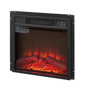 Cheminée électrique encastrable moderne en verre 1400W 120V avec télécommande, flamme réaliste ultra-mince, noire - Product Image 3