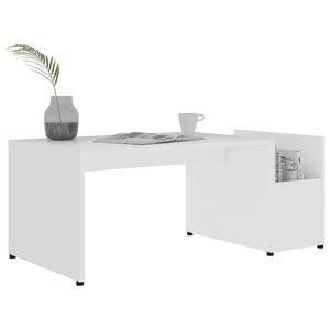 Tavolino da caffè medio in legno ingegnerizzato bianco con spazio contenitivo - Product Image 3