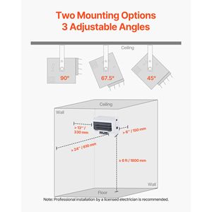 Riscaldatore Elettrico da Garage da 5000 Watt, Montaggio a Soffitto, Telecomando, Protezione dal Surriscaldamento, Elemento Riscaldante in Mica, Spina USA 1200W - Product Image 5