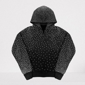 Ensemble de survêtement 2 pièces 340 GSM avec strass, sweat à capuche et pantalon de jogging épais, vente en gros - Product Image 4