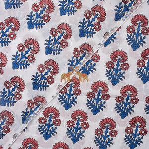 Telas de algodón estampadas a mano en azul floral con estampado personalizado adecuado para decoración del hogar y fabricantes de ropa - Product Image 4