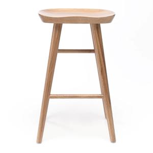 Tabouret de bar industriel intérieur/extérieur avec assise en bois et structure en teck massif pour mobilier de restaurant - Product Image 6
