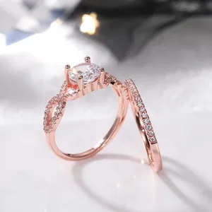 Twisted Bridal <b>Set</b> <b>Ring</b> 1.50Ct Round Cut Simulated Diamond 14K Rose <b>Gold</b> Plated - Product Image 1