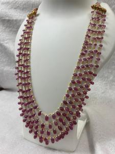 5 Layer <b>Ruby</b> GF Plain Drop Bead <b>Necklace</b> Multi Strand Stone Beaded <b>Necklace</b> Purple Red Gold Tone for Wedding Party - Product Image 3