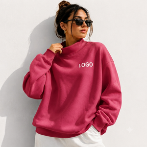 Heavy Cotton Fleece <b>Women</b> Oversized Mockneck Sweatshirt Everyday Boxy Fit Custom Blank Fashion <b>Top</b> - Product Image 1