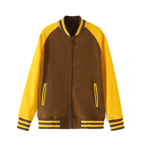 Blouson universitaire personnalisé en polaire de laine marron Iota pour homme, réversible en chenille matelassé, style Letterman, Baseball, Bomber, grande taille, chauffant - Product Image 5