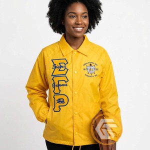 Chaqueta Casual Bordada de Poliéster Transpirable, Impermeable y de Secado Rápido con el Logotipo de Sigma Gamma Rho Personalizado de GREEK TREASURES - Product Image 3