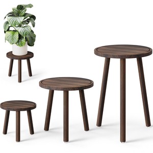 Whitewashed Pine <b>Wood</b> <b>Rustic</b> Corner Plant Stand Wholesale - Product Image 2