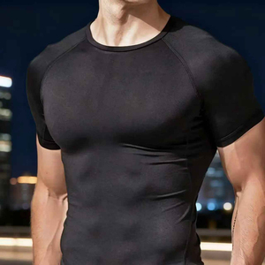 T-shirt de compression extensible pour homme, tricoté, respirant, séchage rapide, haute qualité, idéal pour la gym, le fitness et la course à pied - Product Image 6