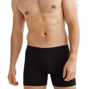 Calzoncillos bóxer de algodón negro sólido para hombre, de talle medio, sin costuras, de punto, ropa interior masculina, calzoncillos y bóxers - Product Image 6