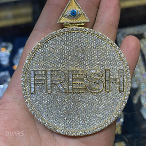 Colgante de Lujo Hip Hop con Letra Personalizada, Círculo Helado, Plata de Ley 925, Moissanita VVS, Chapado en Rodio - Product Image 1