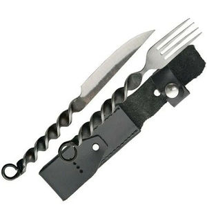 มีดเชฟเหล็กกล้าคาร์บอนทำมือแบบโบราณยุคกลาง ยี่ห้อ Burraq Custom OEM  ใบมีดแบบไม่ปรับได้ ขนาดมาตรฐาน - Product Image 1