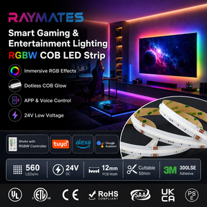 Bande LED COB RGBW 24V 560 LED 16W/m RGB+4000K Dimmable, garantie 3 ans CE/ROHS/UL/ETL pour éclairage décoratif - Product Image 4