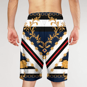 Shorts de bain pour hommes à motif géométrique, séchage rapide, taille élastique, décontractés, longueur courte, en polyester imprimé - Product Image 1