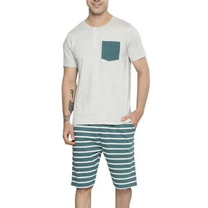 Ensemble chemise et short pour homme, style streetwear décontracté d'été, logo personnalisé imprimé, léger, 100% coton, séchage rapide, sans couture, personnalisable - Product Image 1