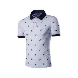 <b>Men's</b> Geometric Color Blocked Short Sleeve Polo Shirt Slim Fit Casual Knitted Top - Product Image 3