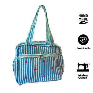 Jaipur Block Print Maternity <b>Bag</b> Cotton Quilted Baby Changing Tote Durable Elegant Sustainable Bottle Pocket Travel Organizer - Product Image 2