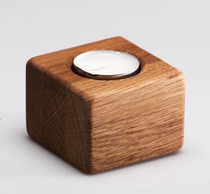 Wooden Square <b>Tea</b> Light Holder Handmade Candle <b>Stand</b> Brown Decorative Candle Jar for Home Christmas Table Decor - Product Image 3