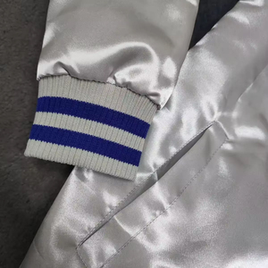 Hot Selling Men's University Varsity <b>Jacket</b> Men's <b>Silver</b> Blue Embroidered Letterman Bomber Zipper Front Preppy Style Autumn Wear - Product Image 4